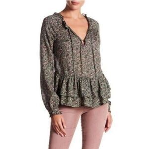 2/$30 William Rast Aimme Memphis Floral Long Sleeve Blouse Top Medium